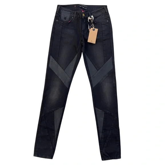 Maison Scotch Parisienne Skinny Jean Leather Patchwork - Picture 4 of 13